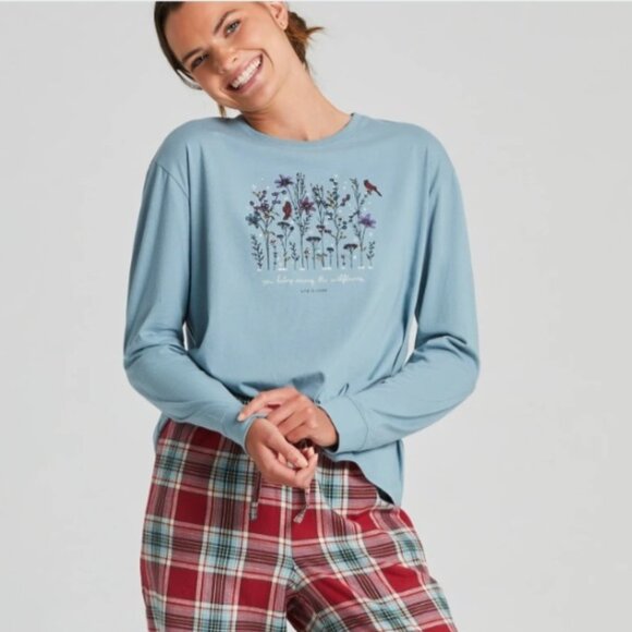 Life Is Good Other - LIG W's Cardinal Wildflowers Long Sleeve Snuggle Up Relaxed Sleep Tee PJ